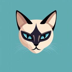 Obraz premium Stylized illustration of a cat with blue eyes and a triangular marking on its forehead