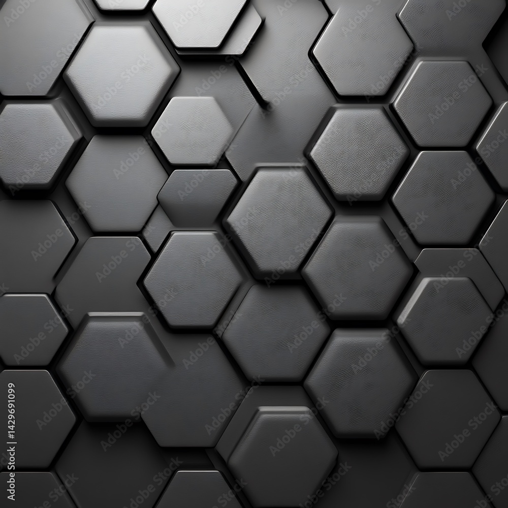 Aufkleber abstract dark gray hexagonal pattern. a 3d geometric background with many interlocking hexagons. the