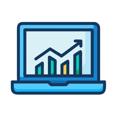 Laptop Showing Success Graph Icon Design