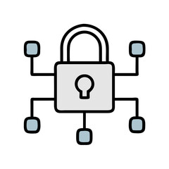Lock System for Network Security Icon Design