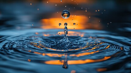A single drop of water falling into a pool, creating a splash