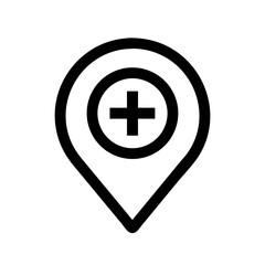 Fototapeta premium Map Pin with Medical Plus Icon Design