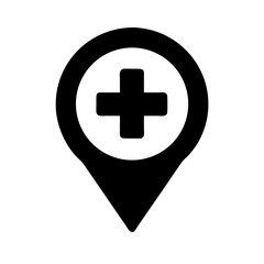 Obraz premium Map Pin with Medical Plus Icon Design
