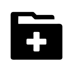 Medical Folder with Cross Label for Health Records Icon Design