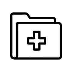 Obraz premium Medical Folder with Cross Label for Health Records Icon Design