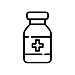 Medicine Bottle with Printed Health Label Icon Design