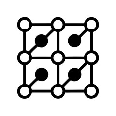Molecular Network Structure with Connected Nodes Icon Design