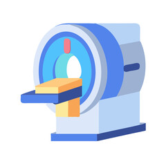 MRI Machine Illustration with Patient Scanning Tunnel Icon Design