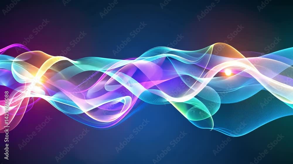 Poster colorful abstract waves dynamic flow of energy and movement in smooth visual design, blending vibran