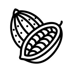 Opened Cacao Pod Revealing Cocoa Beans Icon Design