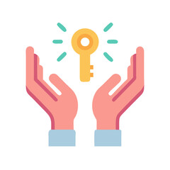 Fototapeta premium Open Hands Holding Rising Key for Opportunity Icon Design