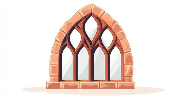 recommend clip art: Arched gothic framework, religious iconinspired design, white background, flat design illustration