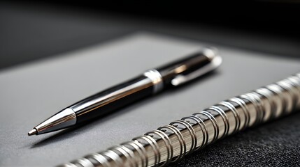 Sleek Black and Silver Pen on a Dark