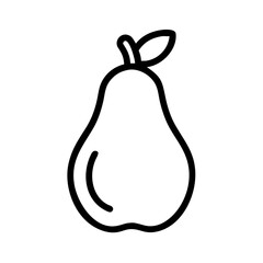 Pear Fruit Outline with Stem and Leaf Icon Design
