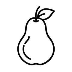 Pear Fruit Outline with Stem and Leaf Icon Design