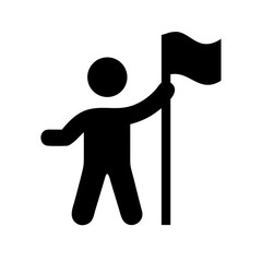 Person Waving Victory Flag in Celebration Icon Design