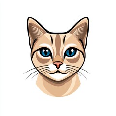 Illustration of a cat's face with blue eyes and beige fur