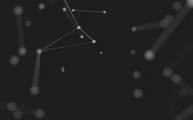 Abstract background. Molecules technology with polygonal shapes, connecting dots and lines. Connection structure. Big data visualization.