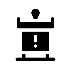 Podium with Exclamation Point for Urgent Speech Icon Design