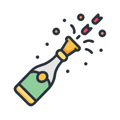Popping Champagne Bottle for Celebration Moment Icon Design