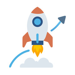 Rocket Launching Upward Representing Success Journey Icon Design