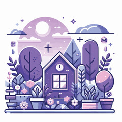 violet, background, purple, design, plant, color, blossom, spring, illustration, flower, floral, vector, natural, garden, nature, abstract, bloom, blur, beautiful, beauty, botanical, elegant, blue, ef