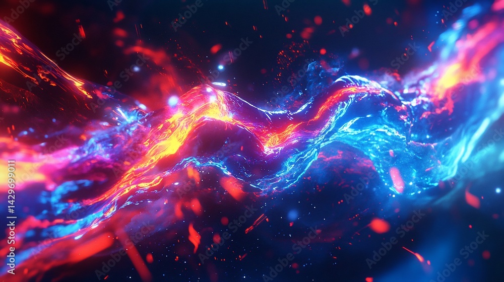 Aufkleber abstract energetic light streams with dynamic colors and sparkles