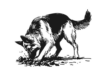 German Shepherd Dog Hand Drawn Illustration Sketch Vector Isolated by AZ for Books, Arts, Design and Decoration Graphic Asset