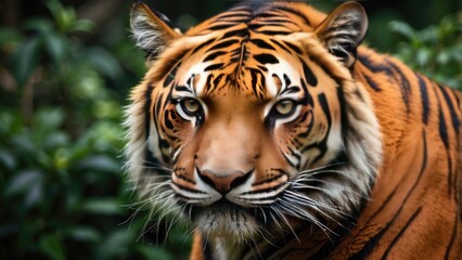 Fototapeta premium Close-Up Portrait of a Fierce Bengal Tiger in the Wild