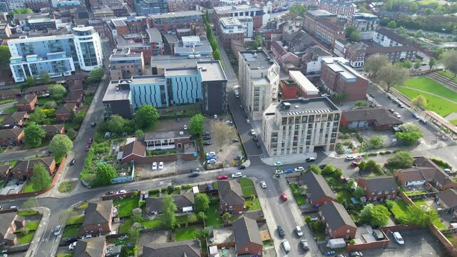 Central Town Center and Downtown Buildings at British City Centre of Liverpool, Maritime city in northwest England, United Kingdom