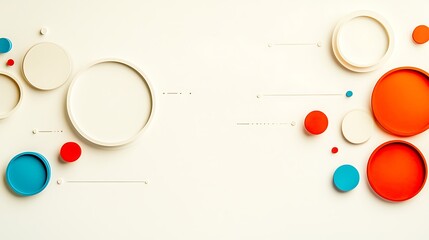 Colorful circles scatter and overlap on a clean, minimalist cream background