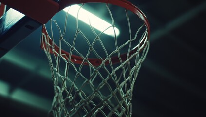 Close-up of basketball hoop and net