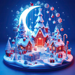 3d render Blue holiday wallpaper Festive red36