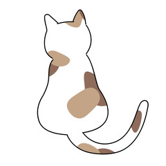 座っている後ろ向きの猫のイラスト素材