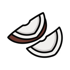 Split Coconut Pieces with Exposed Flesh Icon Design