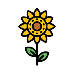 Sunflower Bloom with Petal Spread Icon Design
