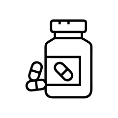 Supplement Bottle with Pills and Label Icon Design