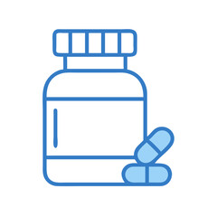 Supplement Bottle with Pills and Label Icon Design
