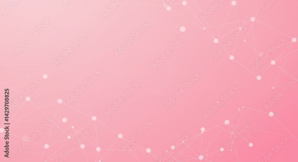 Poster abstract pink geometric network background design connecting dots and lines digital technology conce