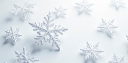 Delicate snowflake pattern on white background,  icy border,  frost,  frosty texture