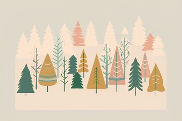 set of christmas trees