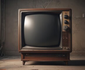 Dusty antique CRT television with visible screen burn-in ,  bygone technology,  obsolete technology