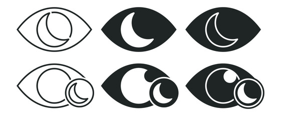 Eye with moon icon, sleepy eyes. Illustration vector