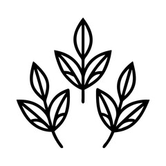 Trio of Tea Leaves in Natural Form Icon Design