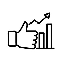 Thumbs Up Icon with Rising Growth Bar Icon Design