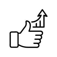 Fototapeta premium Thumbs Up Icon with Rising Growth Bar Icon Design