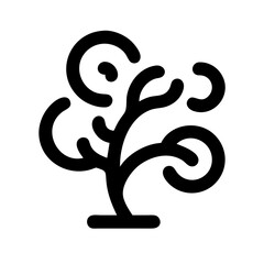 Tree Blowing with Decorative Wind Swirls Icon Design