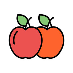 Two Apples Placed Together with Stem Icon Design