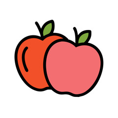 Two Apples Placed Together with Stem Icon Design