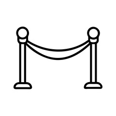 Velvet Rope Barrier with Stanchions Icon Design